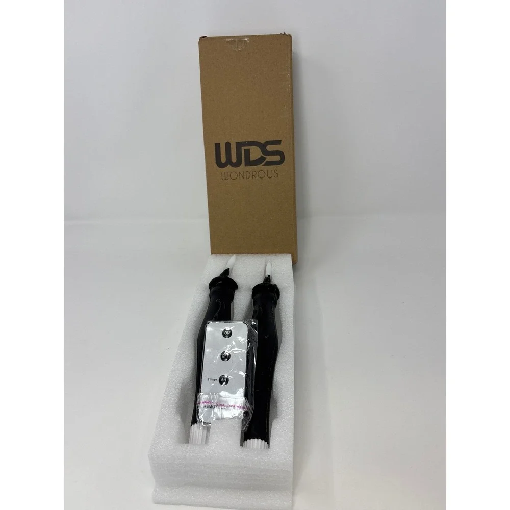 Wondrous LED Wax Black Cat Flameless Taper Candles Set of 2 with Remote‎ Timer